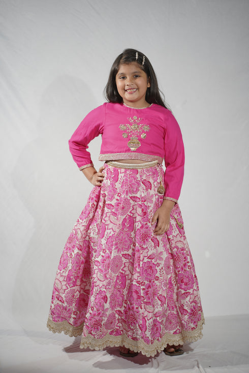 Pink Floral Lehenga